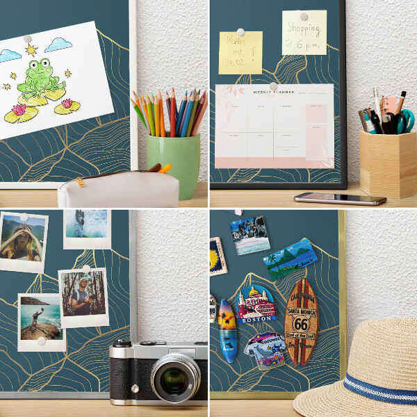 Metalen magneetbord met lijst in het goud Bergminimalisme