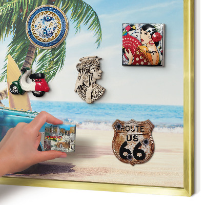 Metalen magneetbord met lijst in het goud Vakantievrede