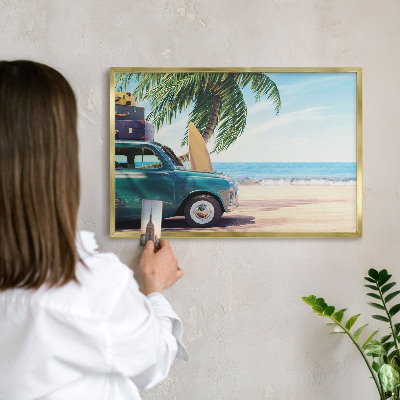Metalen magneetbord met lijst in het goud Vakantievrede