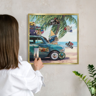 Metalen magneetbord met lijst in het goud Vakantievrede