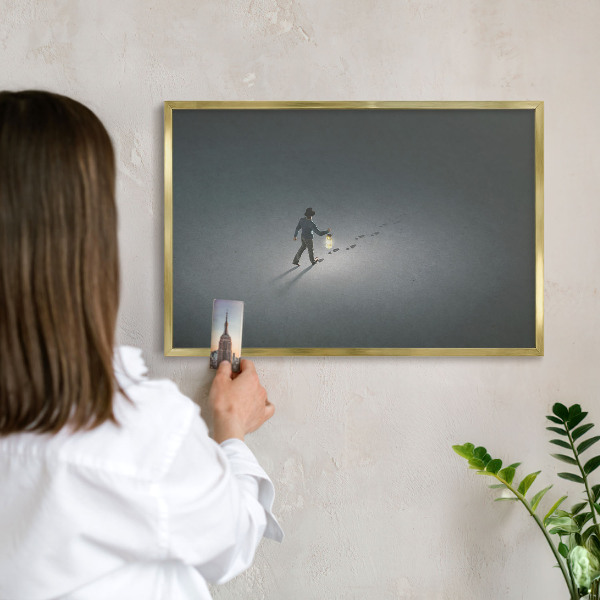 Metalen magneetbord met lijst in het goud Nachtwandeling