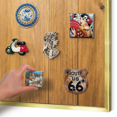 Magnetisch bord voor reismagneten met gouden lijst Houtstructuur