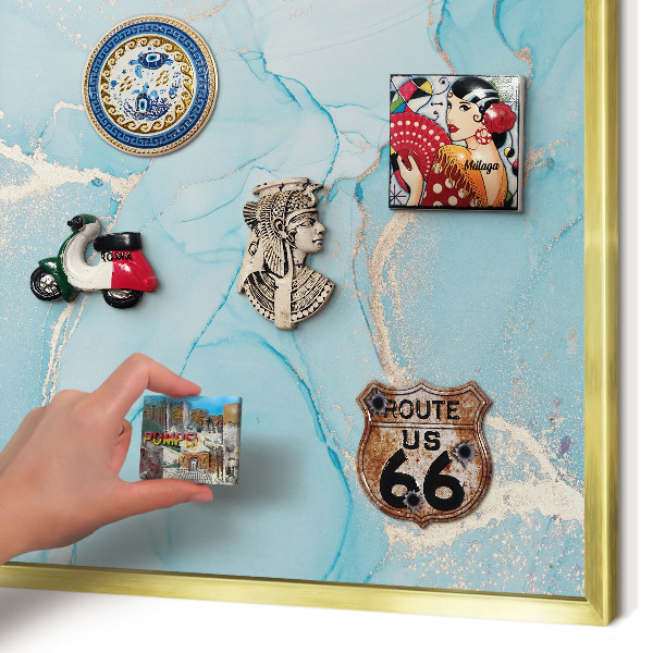 Magnetisch bord voor reismagneten met gouden lijst Turquoise elegantie