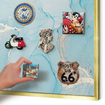 Magnetisch bord voor reismagneten met gouden lijst Turquoise elegantie