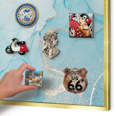 Magnetisch bord voor reismagneten met gouden lijst Turquoise elegantie