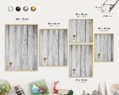 Magnetisch bord voor reismagneten met gouden lijst Rustiek hout
