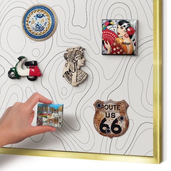 Magnetisch bord voor reismagneten met gouden lijst Geometrische elegantie
