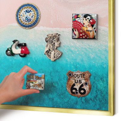 Metalen magneetbord met lijst in het goud Zomerse ontspanning