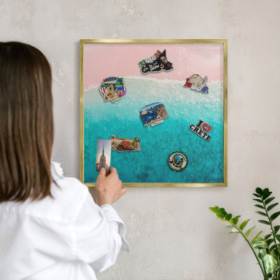 Metalen magneetbord met lijst in het goud Zomerse ontspanning
