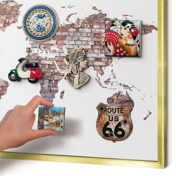 Magnetisch bord voor reismagneten met gouden lijst Baksteenwereld