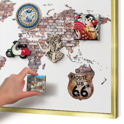 Magnetisch bord voor reismagneten met gouden lijst Baksteenwereld