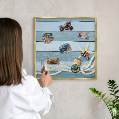 Metalen magneetbord met lijst in het goud Maritiem klimaat