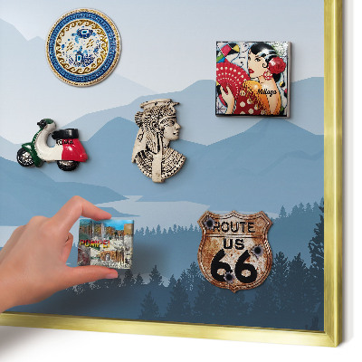 Magnetisch bord voor reismagneten met gouden lijst Berg harmonie