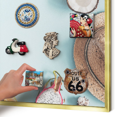 Metalen magneetbord met lijst in het goud Tropische vakantie