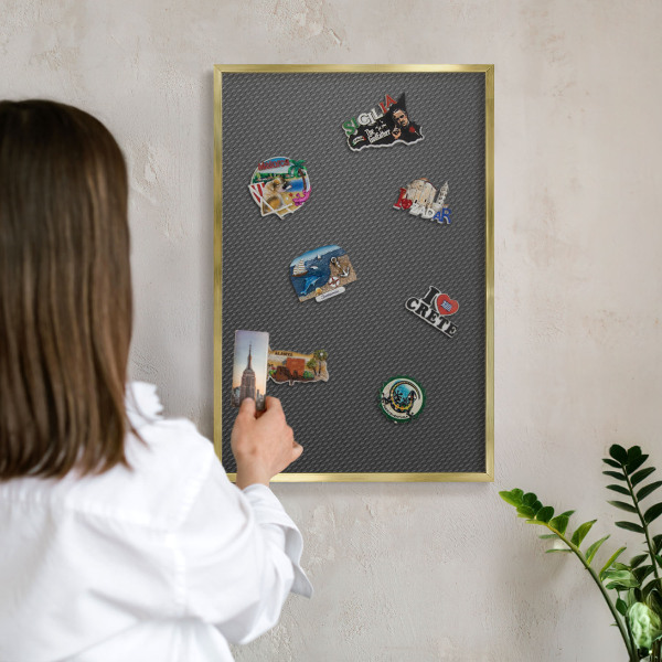 Magnetisch bord voor reismagneten met gouden lijst Geometrische textuur