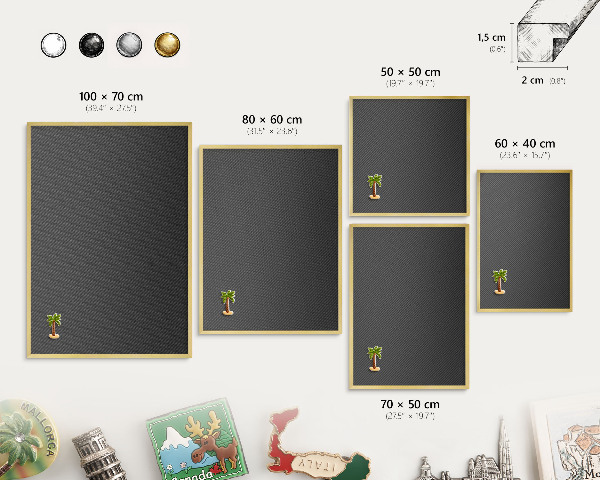 Magnetisch bord voor reismagneten met gouden lijst Geometrische textuur