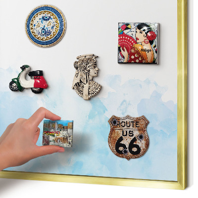 Metalen magneetbord met lijst in het goud Rustgevend landschap