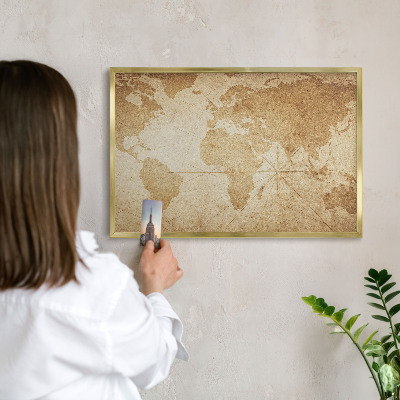 Magnetisch bord voor reismagneten met gouden lijst Oude kaart