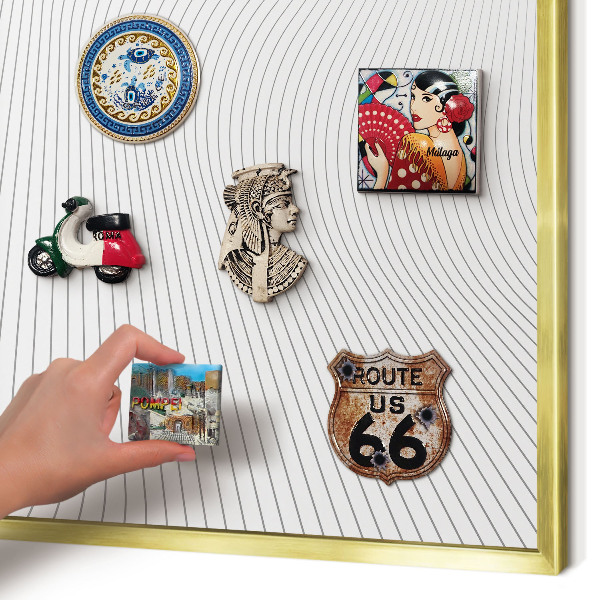 Metalen magneetbord met lijst in het goud Lijngolven