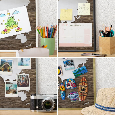 Magnetisch bord voor reismagneten met gouden lijst Houten kaart