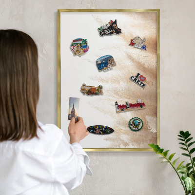 Metalen magneetbord met lijst in het goud Essentiële grassen