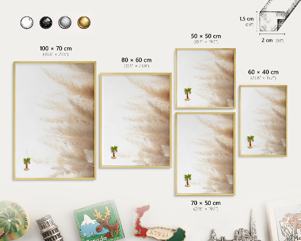 Metalen magneetbord met lijst in het goud Essentiële grassen