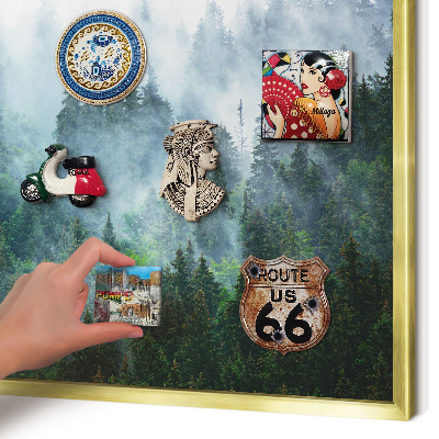 Magnetisch bord voor reismagneten met gouden lijst Mysterieus bos