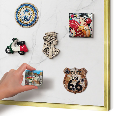 Metalen magneetbord met lijst in het goud Marmerpatroon