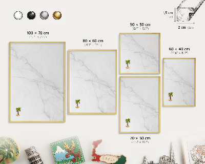 Metalen magneetbord met lijst in het goud Marmerpatroon