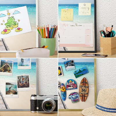 Magnetisch bord voor reismagneten met gouden lijst Ocean Pier