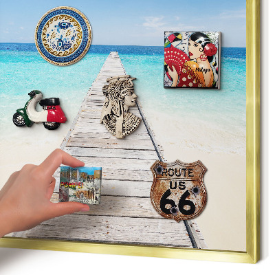 Magnetisch bord voor reismagneten met gouden lijst Ocean Pier