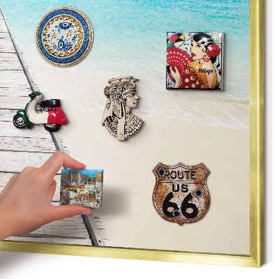 Magnetisch bord voor reismagneten met gouden lijst Ocean Pier