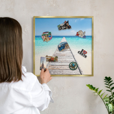 Magnetisch bord voor reismagneten met gouden lijst Ocean Pier