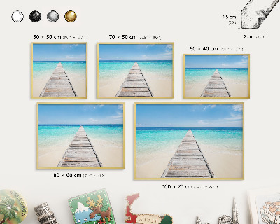 Magnetisch bord voor reismagneten met gouden lijst Ocean Pier