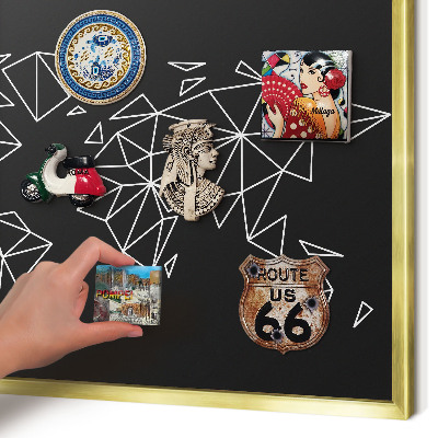 Magnetisch bord voor reismagneten met gouden lijst Wereldkaart