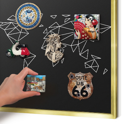 Magnetisch bord voor reismagneten met gouden lijst Wereldkaart