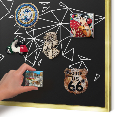 Magnetisch bord voor reismagneten met gouden lijst Wereldkaart