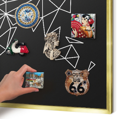 Magnetisch bord voor reismagneten met gouden lijst Wereldkaart