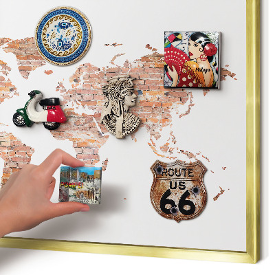 Metalen magneetbord met lijst in het goud Bakstenen plattegrond