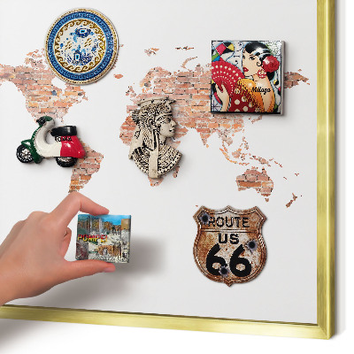 Metalen magneetbord met lijst in het goud Bakstenen plattegrond