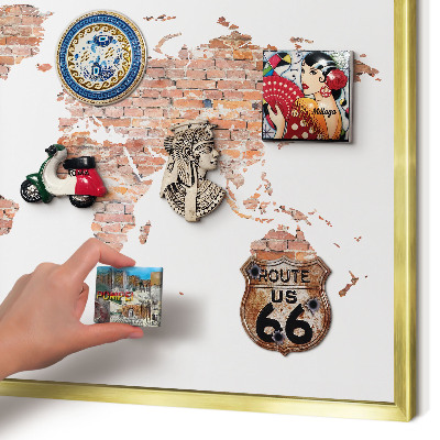 Metalen magneetbord met lijst in het goud Bakstenen plattegrond