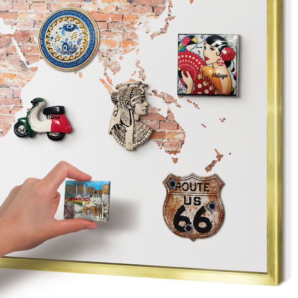Metalen magneetbord met lijst in het goud Bakstenen plattegrond
