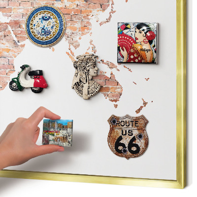 Metalen magneetbord met lijst in het goud Bakstenen plattegrond