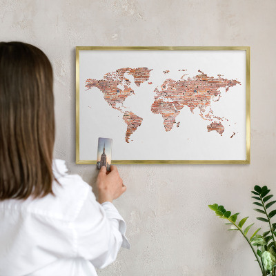 Metalen magneetbord met lijst in het goud Bakstenen plattegrond