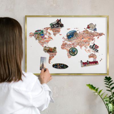 Metalen magneetbord met lijst in het goud Bakstenen plattegrond