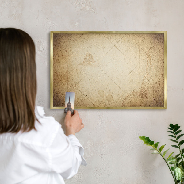 Magnetisch bord voor reismagneten met gouden lijst Oude kaart