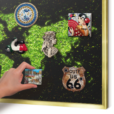 Magnetisch bord voor reismagneten met gouden lijst Groene kaart