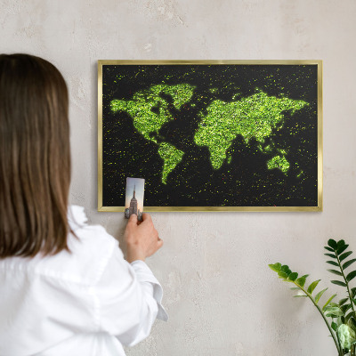 Magnetisch bord voor reismagneten met gouden lijst Groene kaart