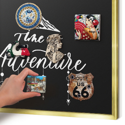 Metalen magneetbord met lijst in het goud Avontuur wacht.