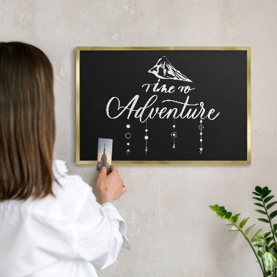 Metalen magneetbord met lijst in het goud Avontuur wacht.